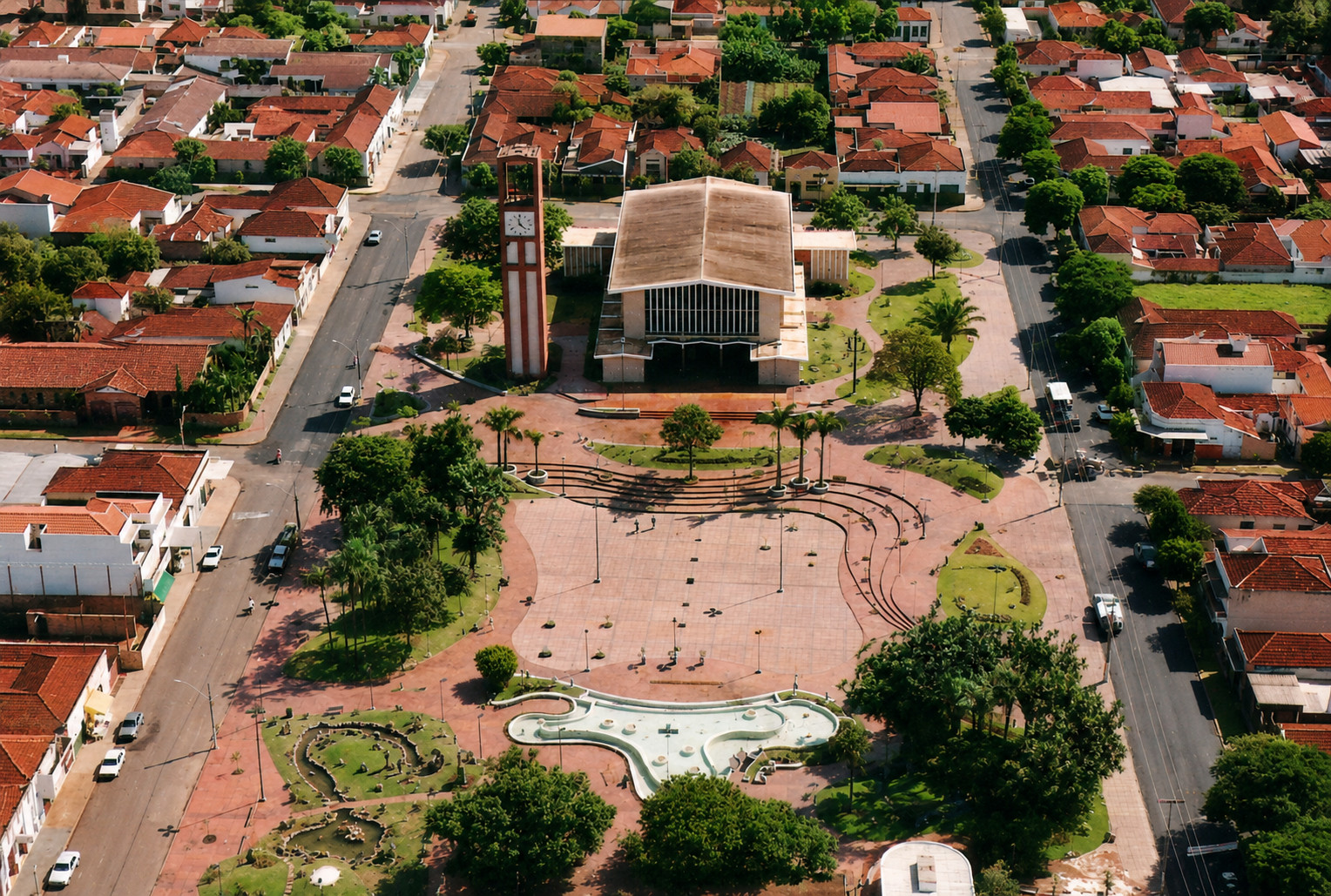 Guaíra Ontem - Vista aérea da praça São Sebastião